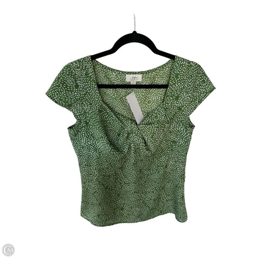 Top Short Sleeve By Ann Taylor In Green & White, Size: M