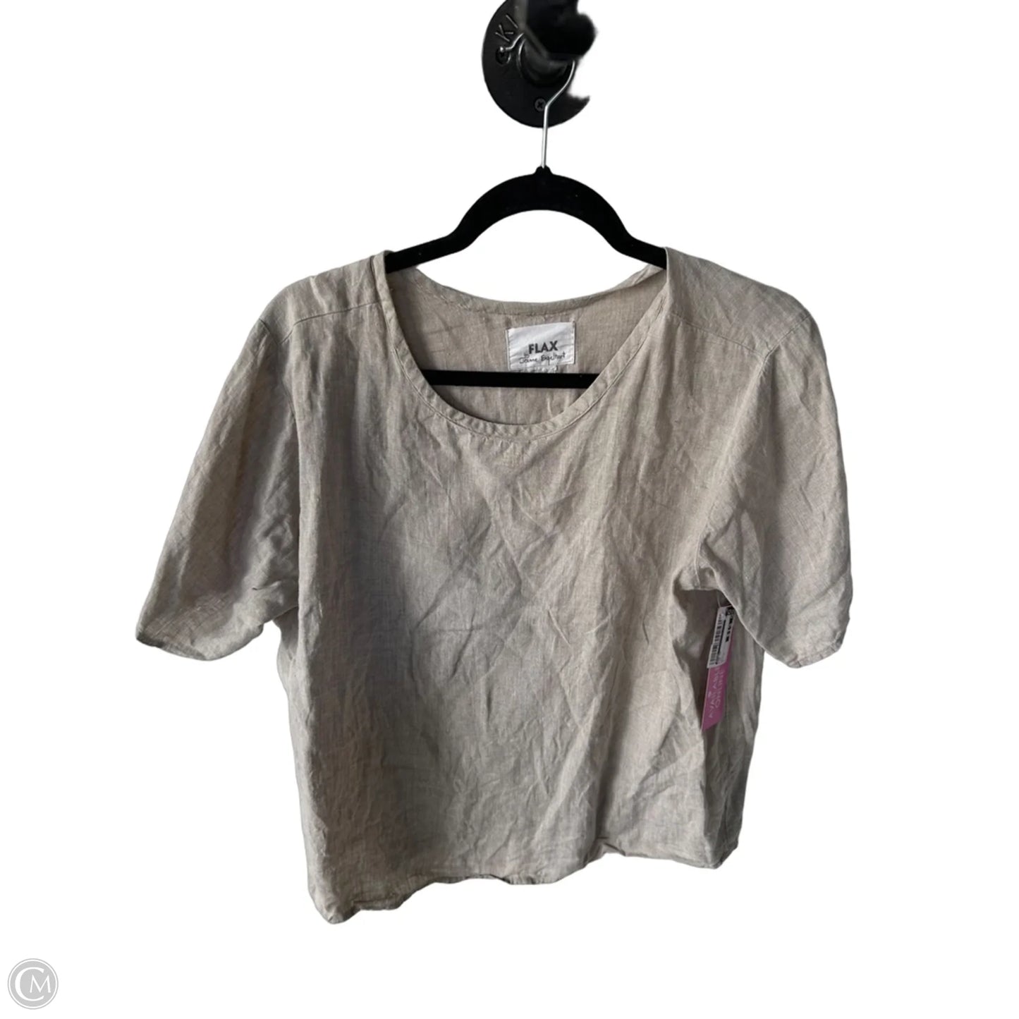 Top Short Sleeve By Flax In Tan, Size: S