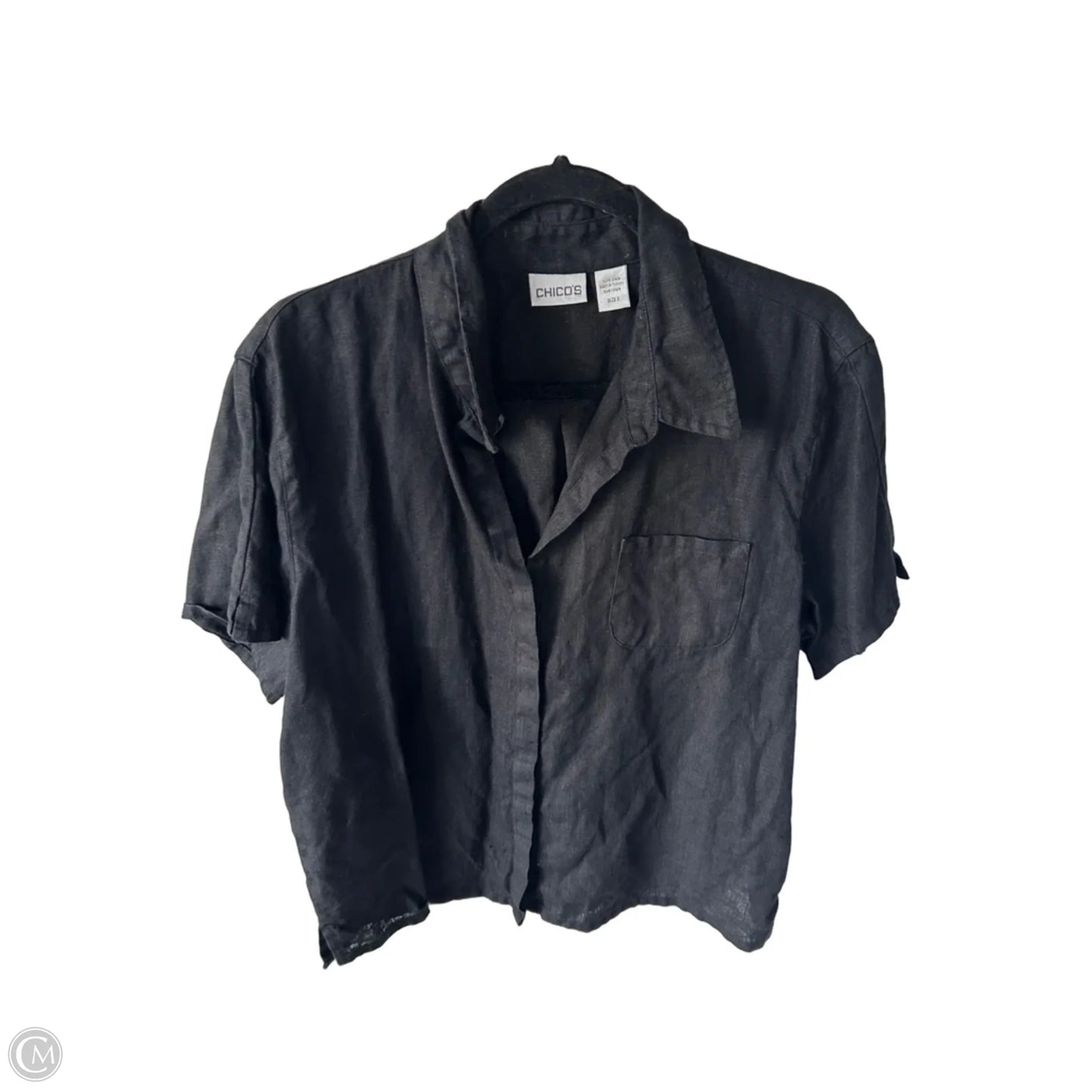 Top Short Sleeve By Chicos In Black, Size: L
