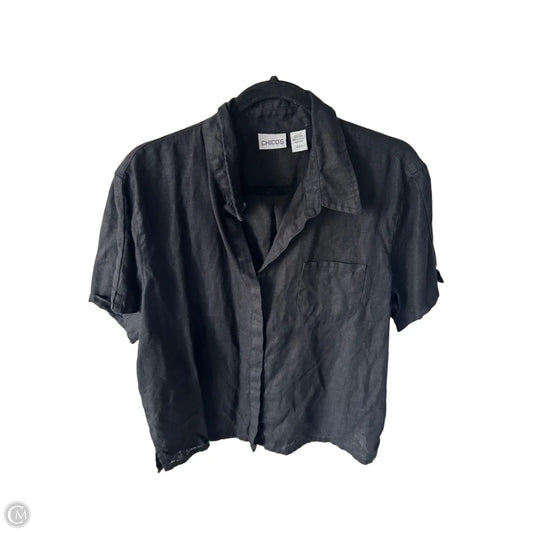 Top Short Sleeve By Chicos In Black, Size: L