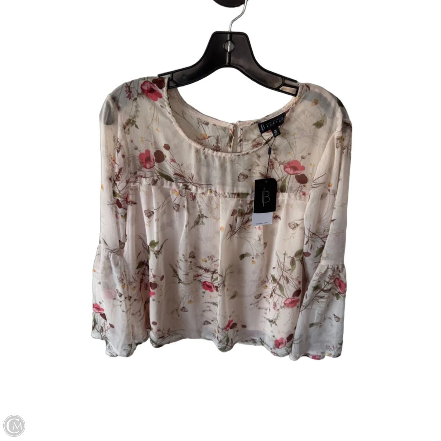 Top Long Sleeve By Bobeau In Pink & Red, Size: M