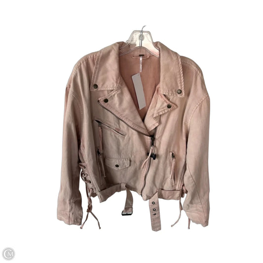 Jacket Denim By Free People In Pink Denim, Size: S