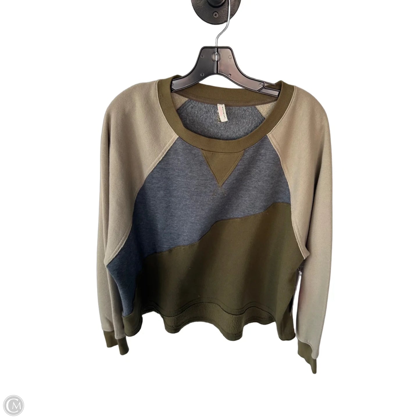Sweatshirt Crewneck By Free People In Green & Grey, Size: S