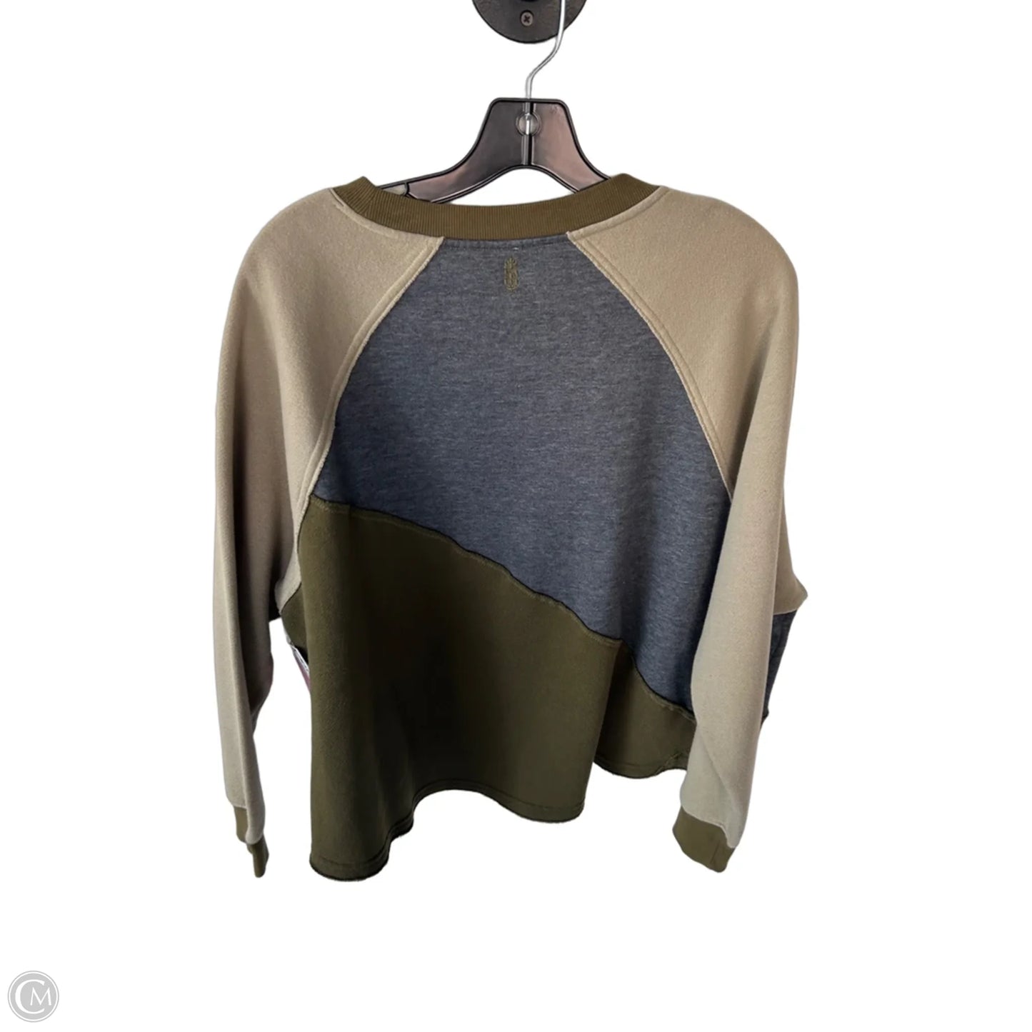 Sweatshirt Crewneck By Free People In Green & Grey, Size: S