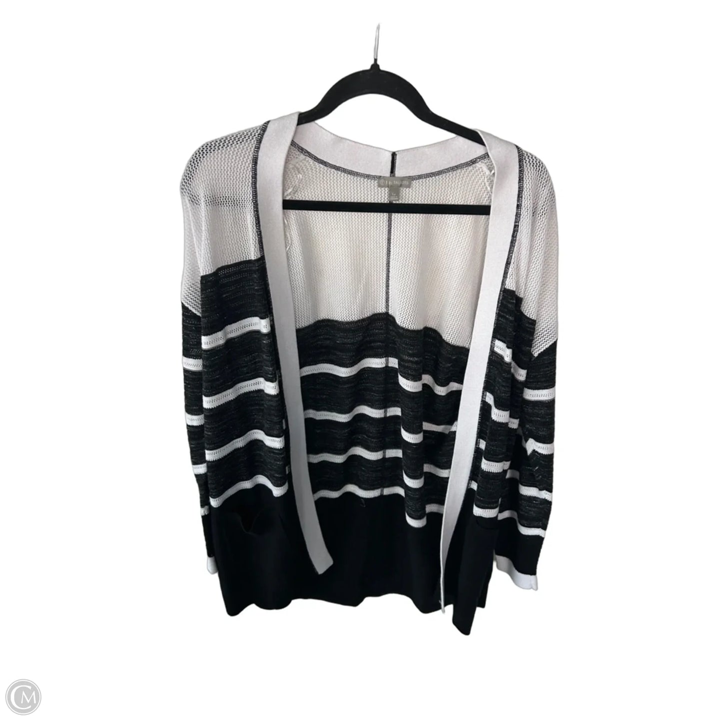 Sweater Cardigan By Talbots In Black & White, Size: Lp