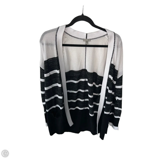 Sweater Cardigan By Talbots In Black & White, Size: Lp