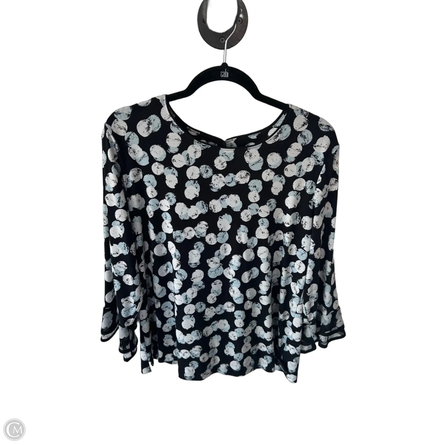 Top 3/4 Sleeve Designer By Karl Lagerfeld In Black & Blue, Size: L