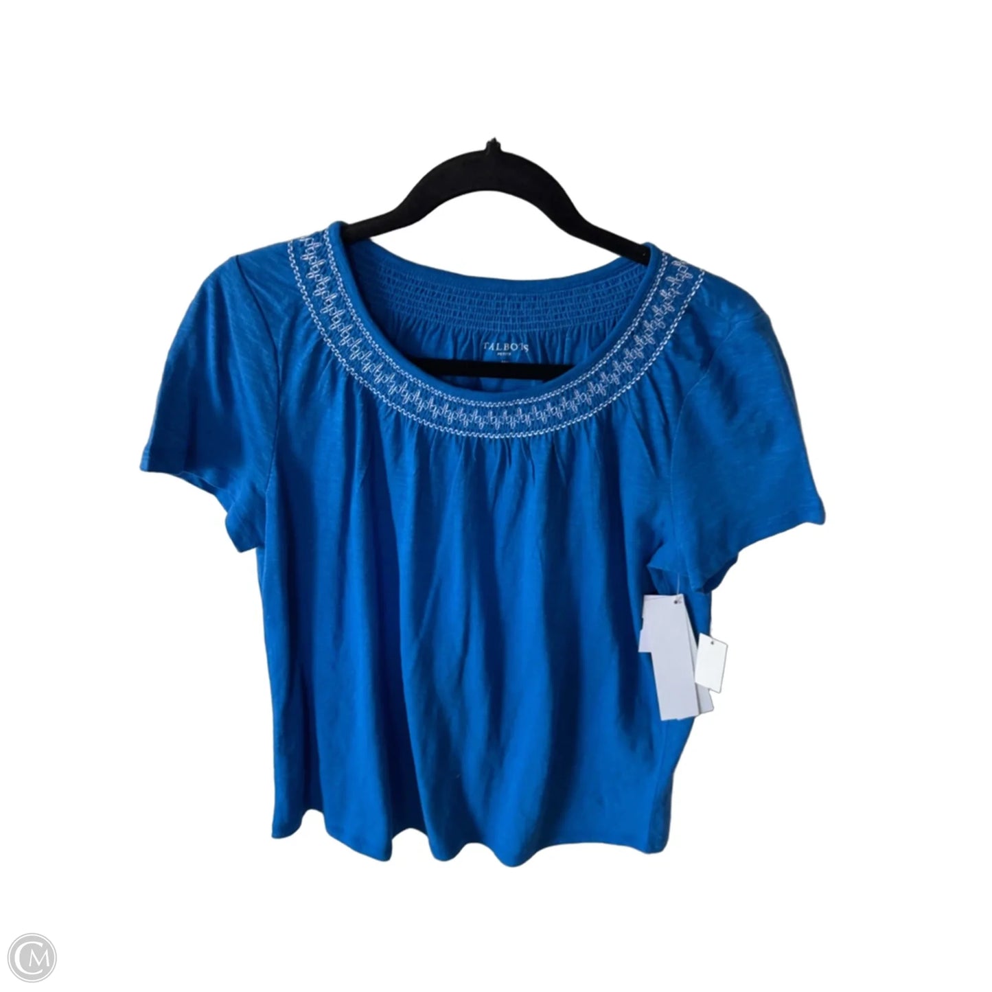 Top Short Sleeve By Talbots In Blue & White, Size: Mp