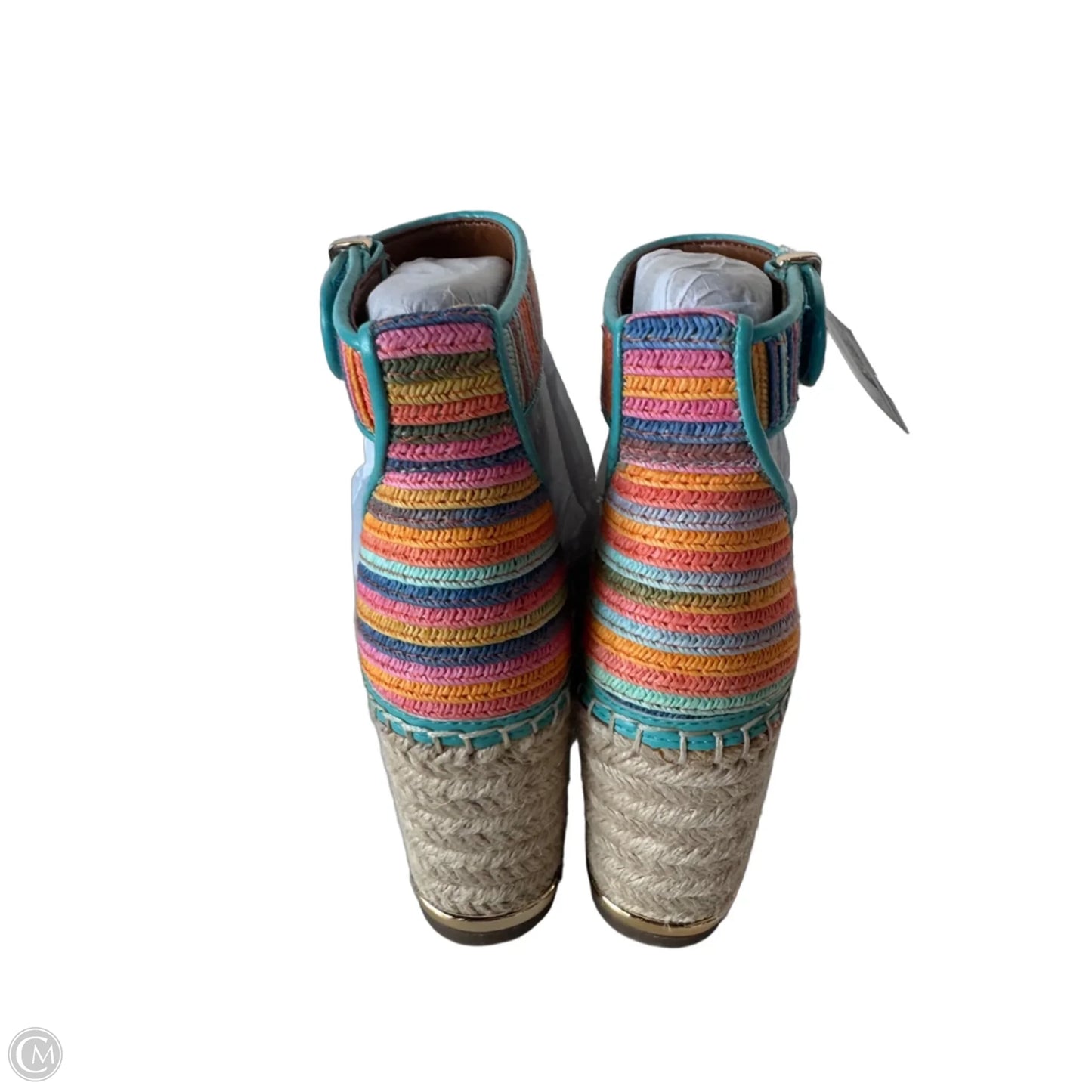 Sandals Heels Wedge By Franco Sarto In Blue & Pink, Size: 5