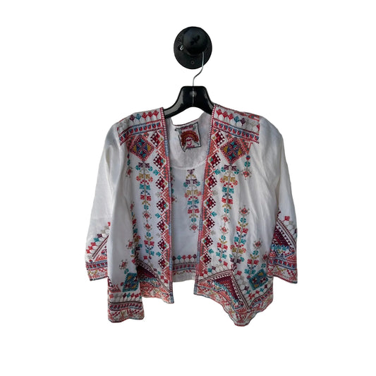 Cardigan Designer By Johnny Was In Blue & White, Size: Xs