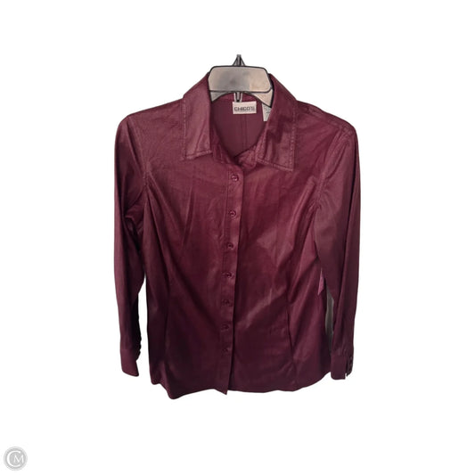 Jacket Shirt By Chicos In Red, Size: S