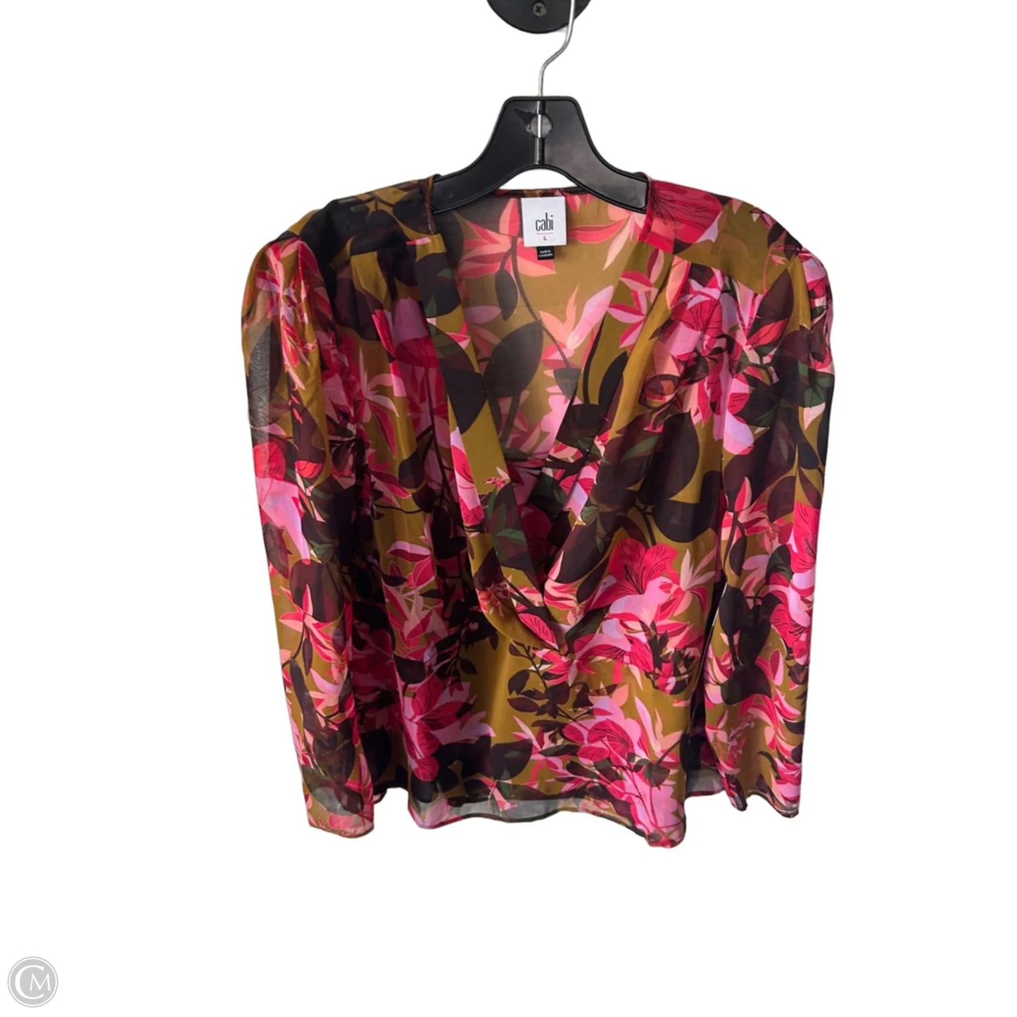 Top 2pc Long Sleeve By Cabi In Green & Pink, Size: L