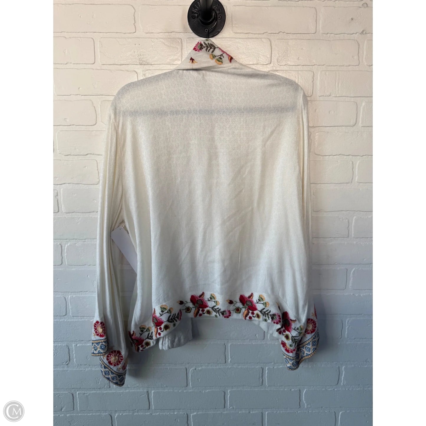 Cardigan By Clothes Mentor In Cream & Green, Size: L