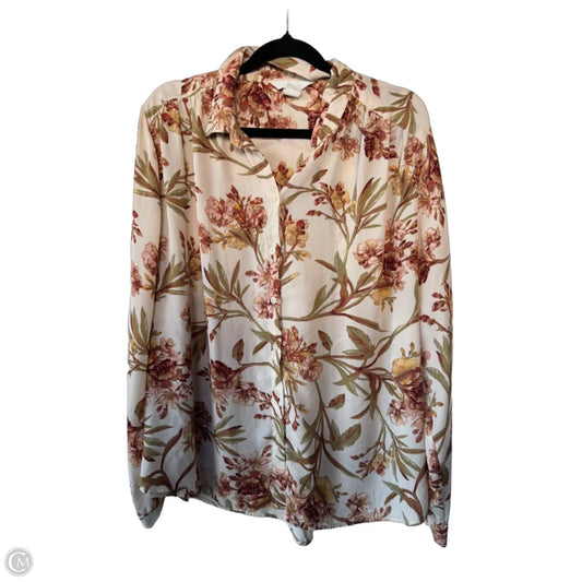 Top Long Sleeve By H&m In Green & Tan, Size: L