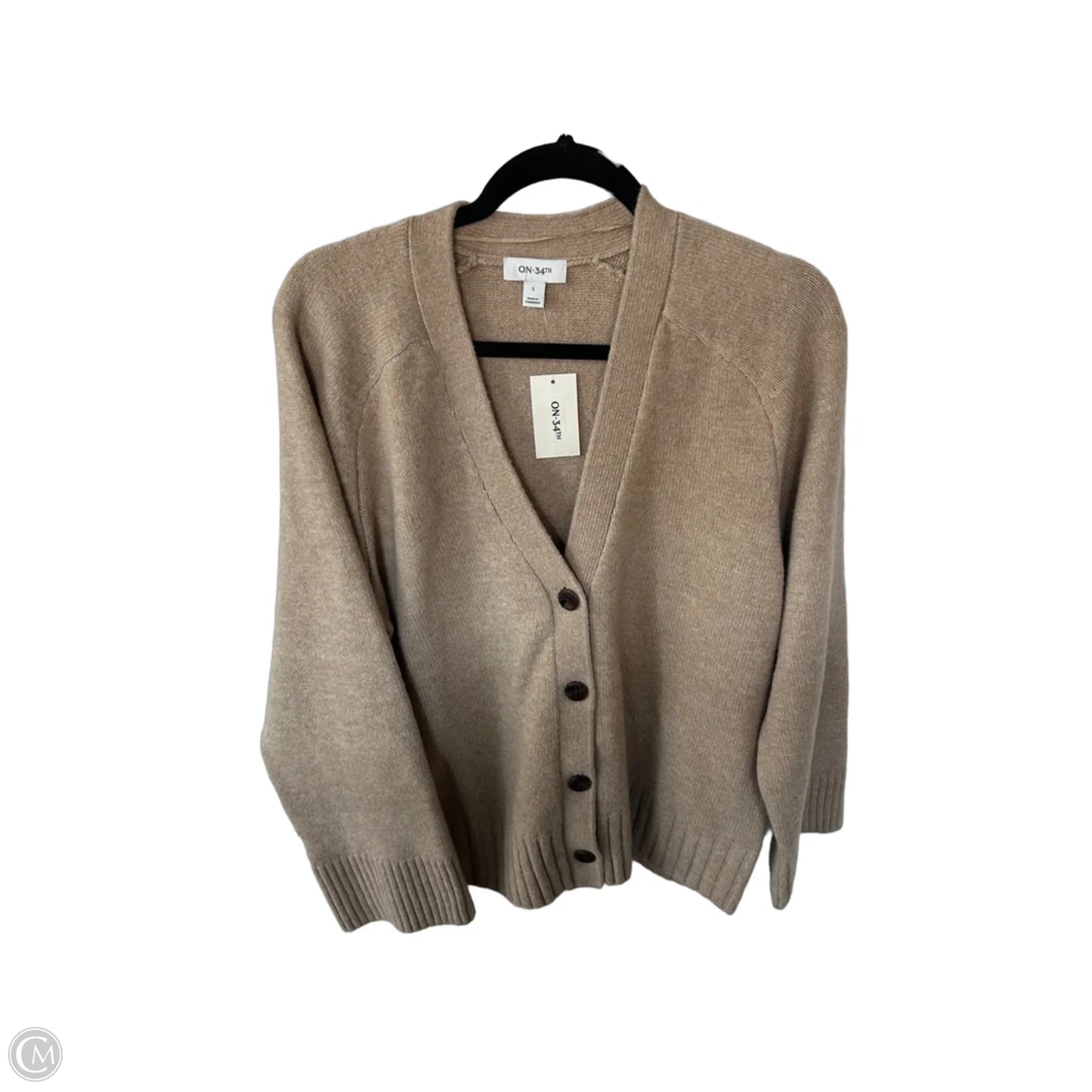 Sweater Cardigan By On 34th In Tan, Size: L