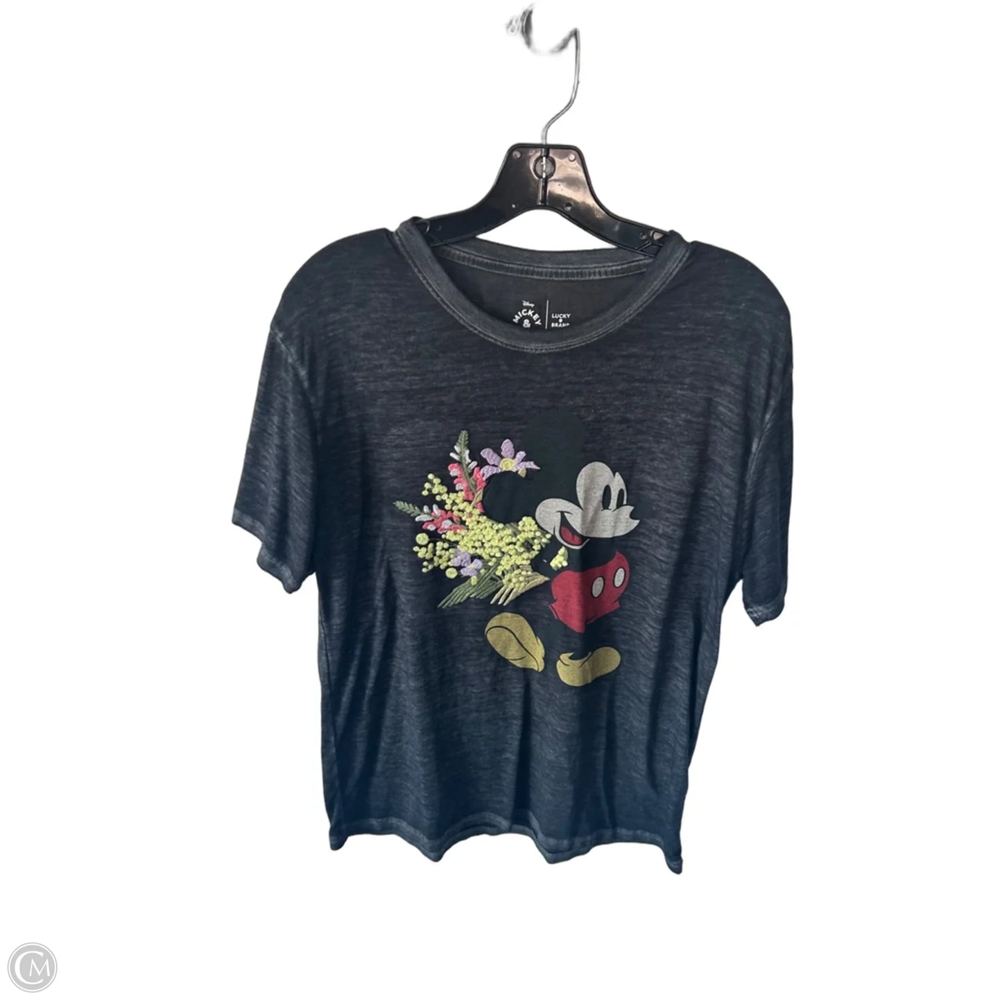 Top Short Sleeve By Lucky Brand In Black & Yellow, Size: M