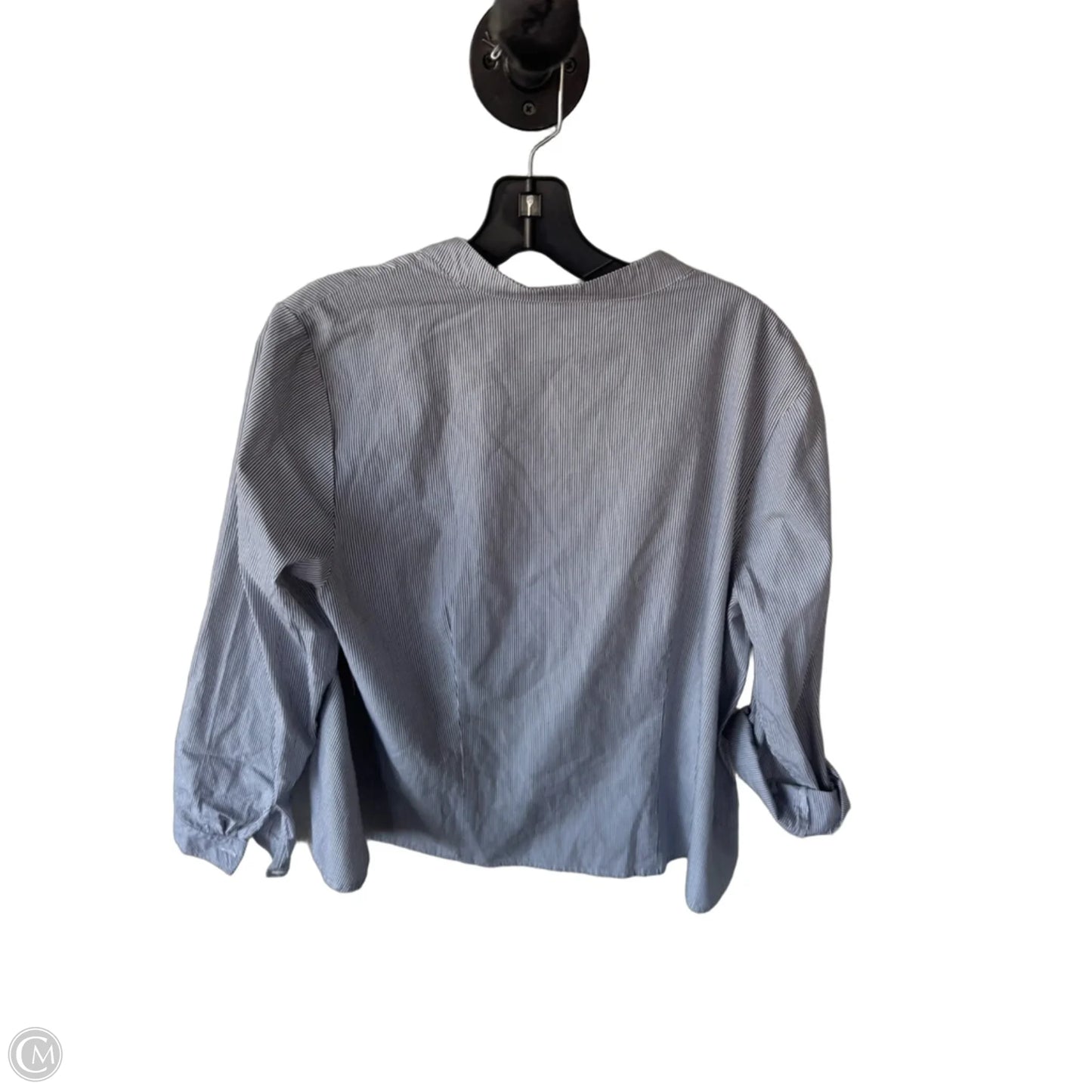 Top Long Sleeve By Talbots In Grey & White, Size: 1x