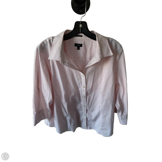 Top 3/4 Sleeve By Talbots In Red & White, Size: 1x