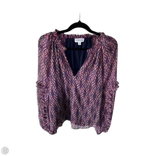 Top Long Sleeve By Evereve In Blue & Red, Size: M