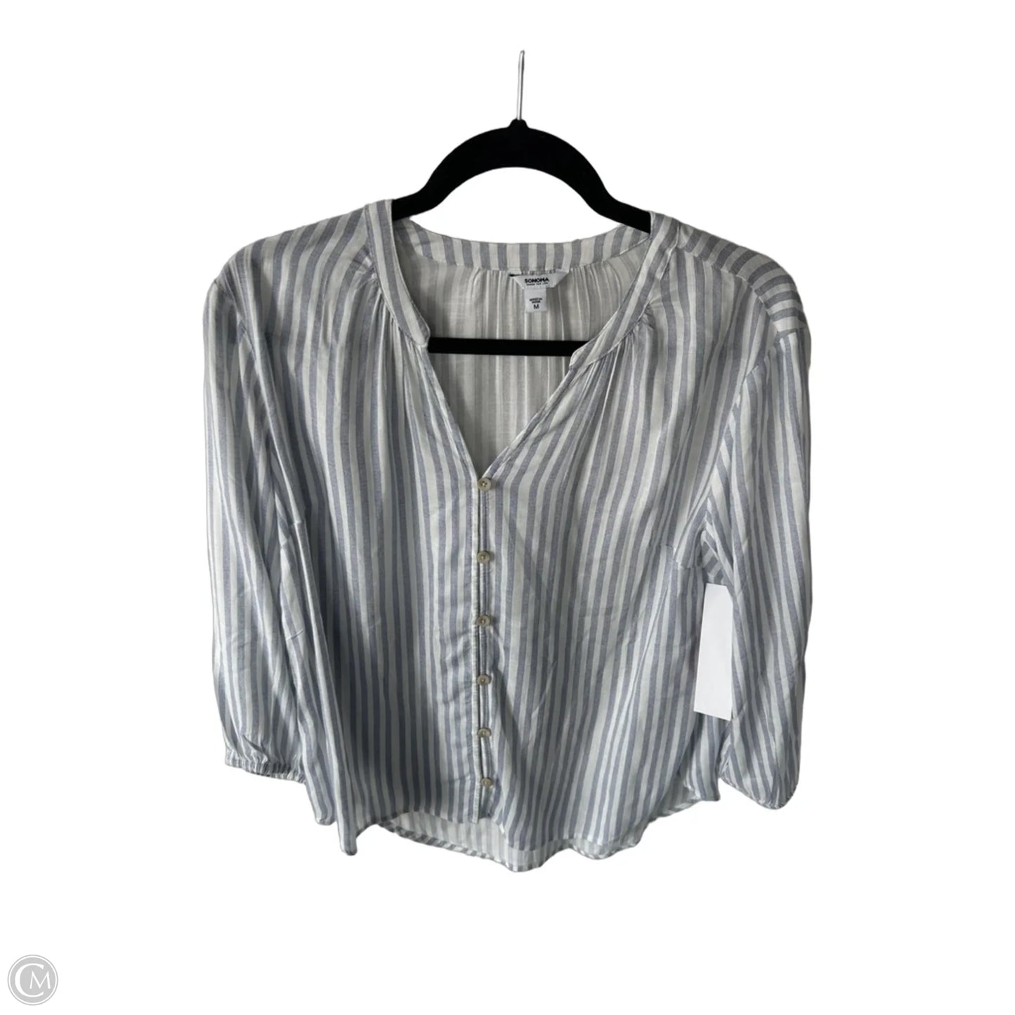 Top 3/4 Sleeve By Sonoma In Blue & White, Size: M