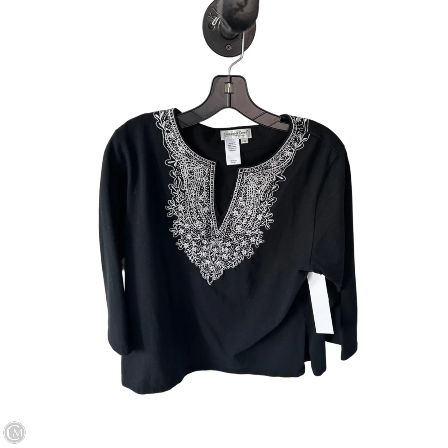 Top 3/4 Sleeve By Coldwater Creek In Black & White, Size: M