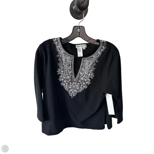 Top 3/4 Sleeve By Coldwater Creek In Black & White, Size: M