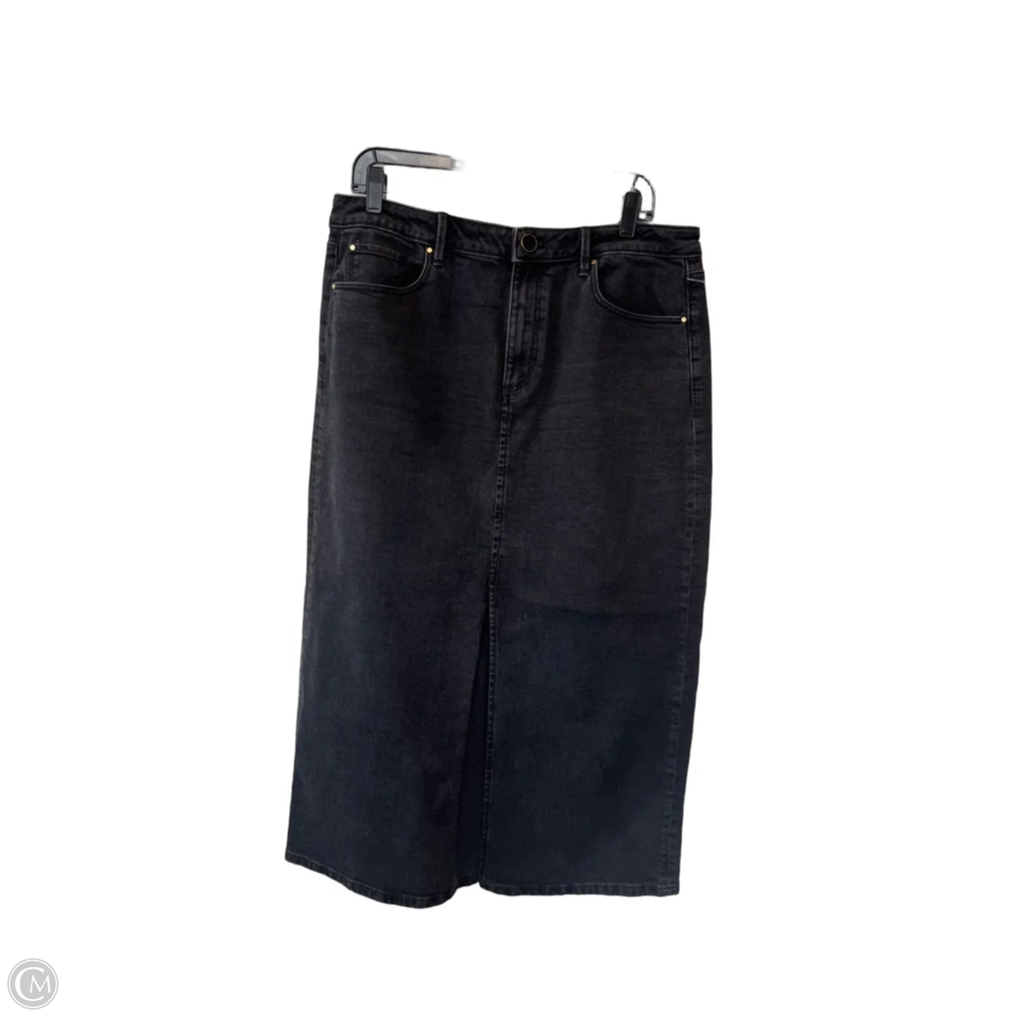 Skirt Midi By Ann Taylor In Black Denim, Size: 12