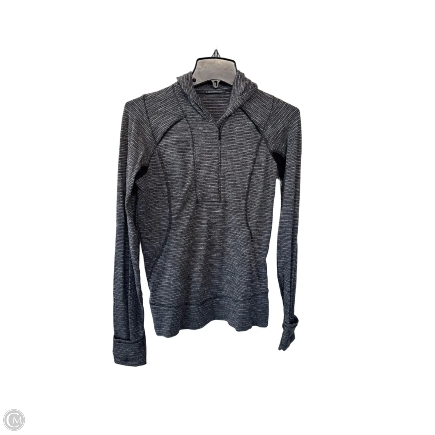 Athletic Top Long Sleeve Collar By Lululemon In Grey & White, Size: S