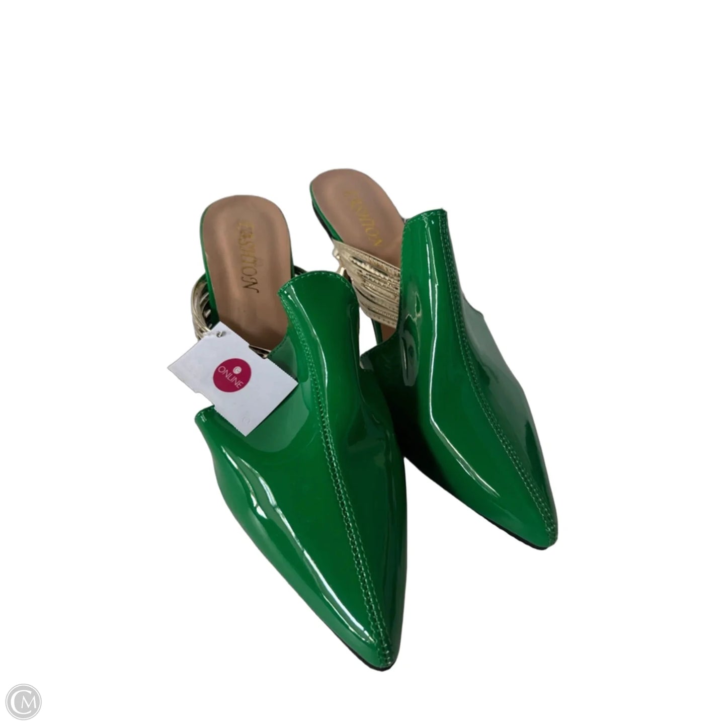 Shoes Heels Block By Cme In Gold & Green, Size: 9