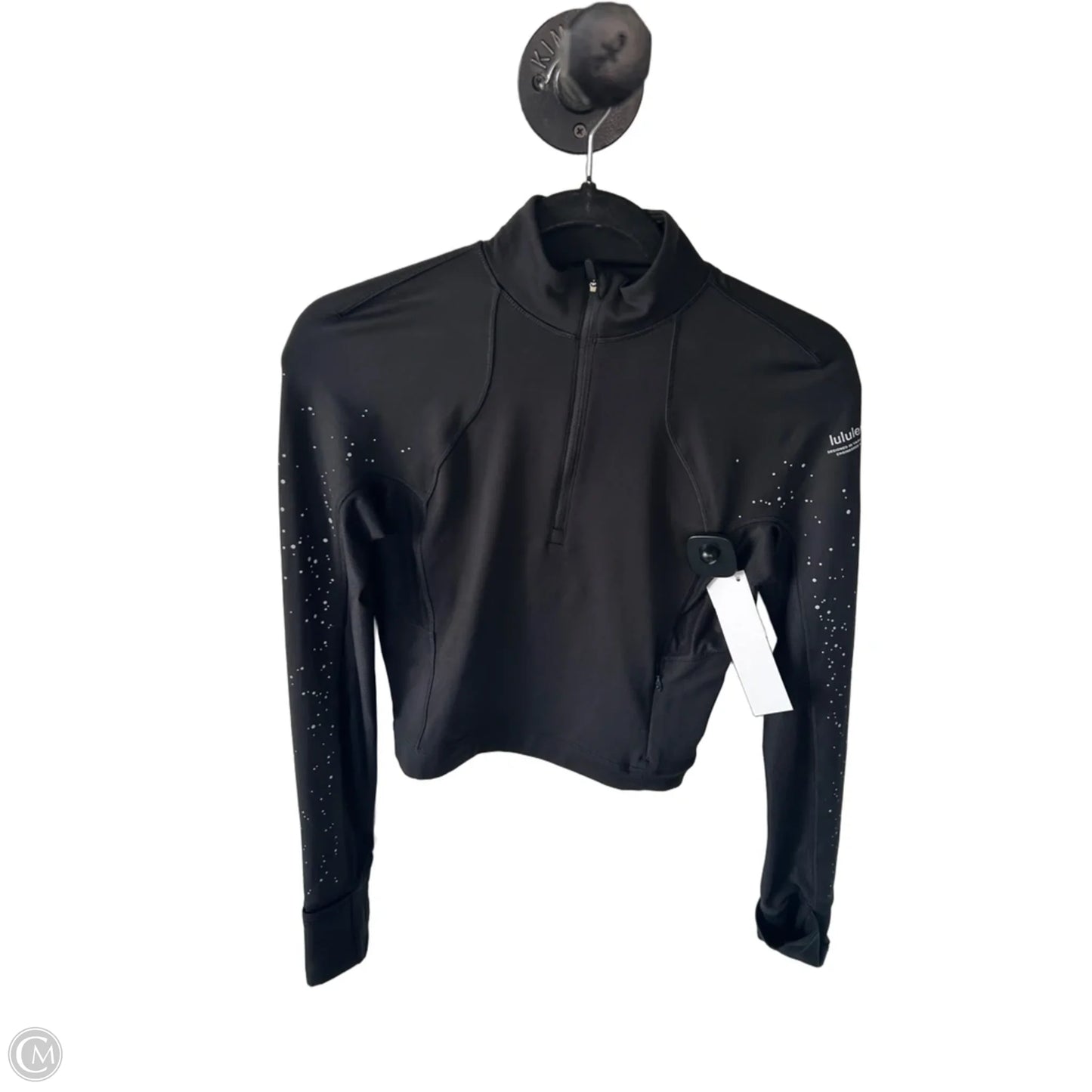 Athletic Top Long Sleeve Collar By Lululemon In Black & White, Size: S
