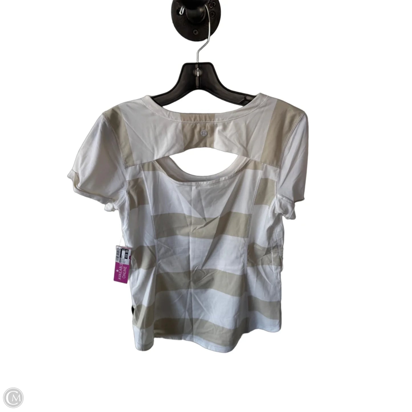 Athletic Top Short Sleeve By Lululemon In Tan & White, Size: M