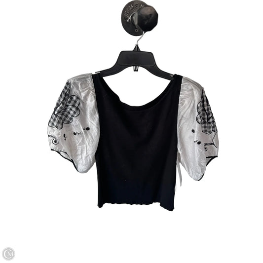 Sweater Short Sleeve By Maeve In Black & Cream, Size: S