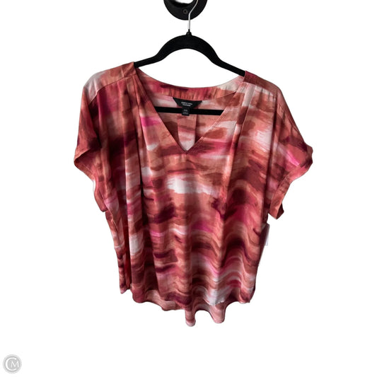 Top Short Sleeve By Simply Vera In Pink & White, Size: Xxl