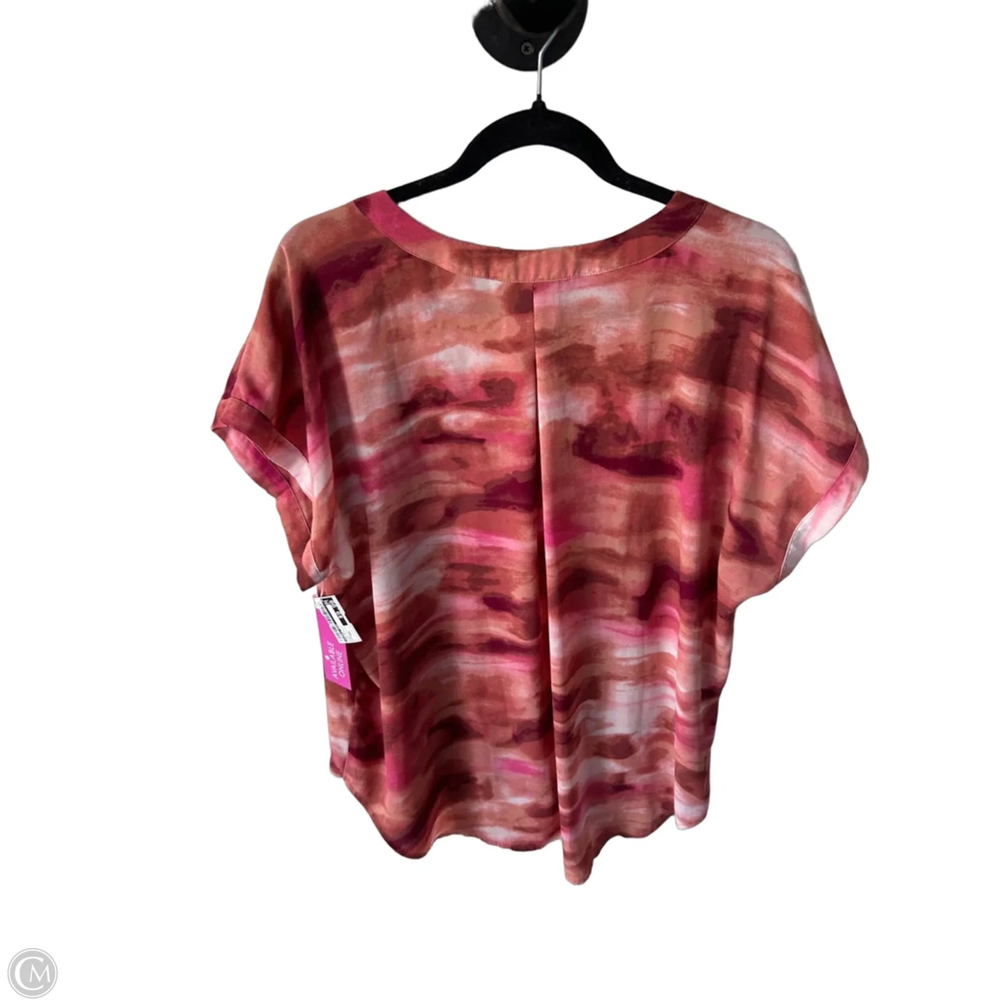 Top Short Sleeve By Simply Vera In Pink & White, Size: Xxl