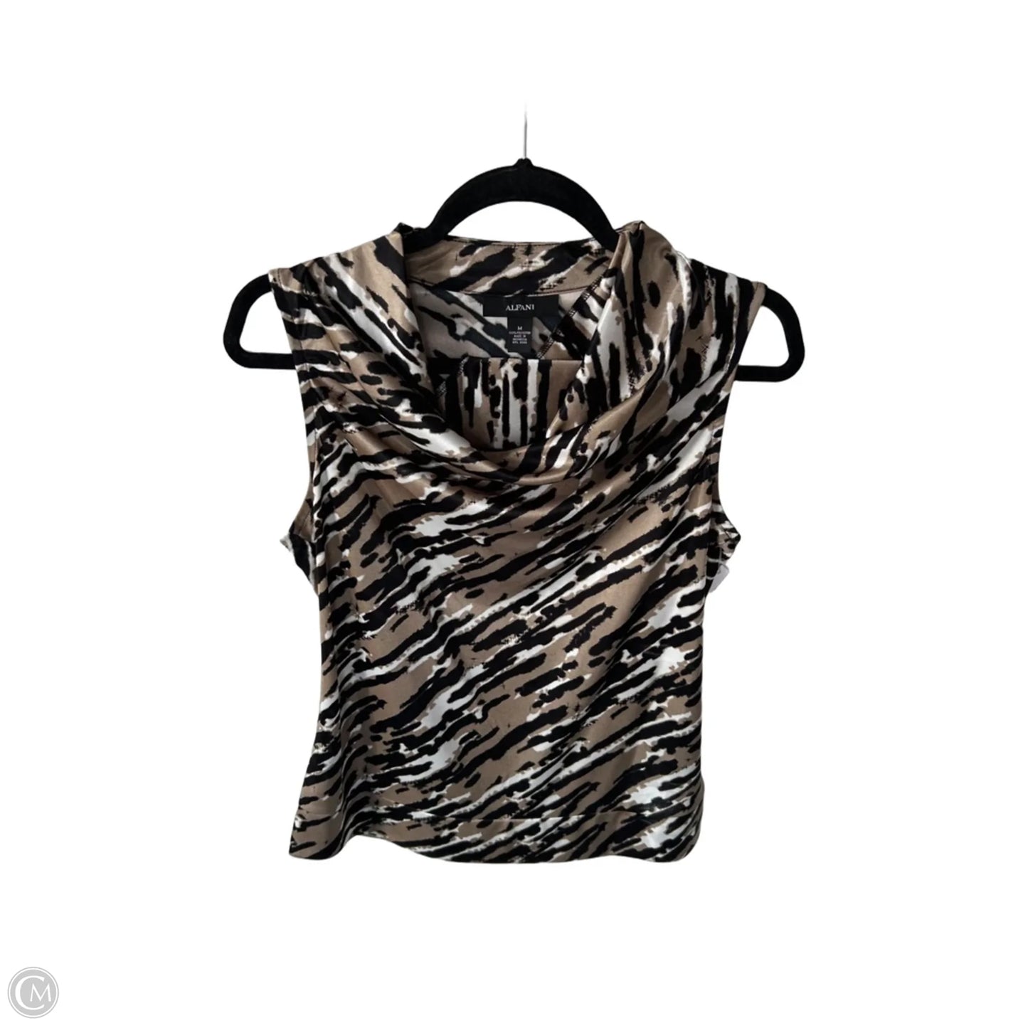 Top Sleeveless By Alfani In Black & Tan, Size: M