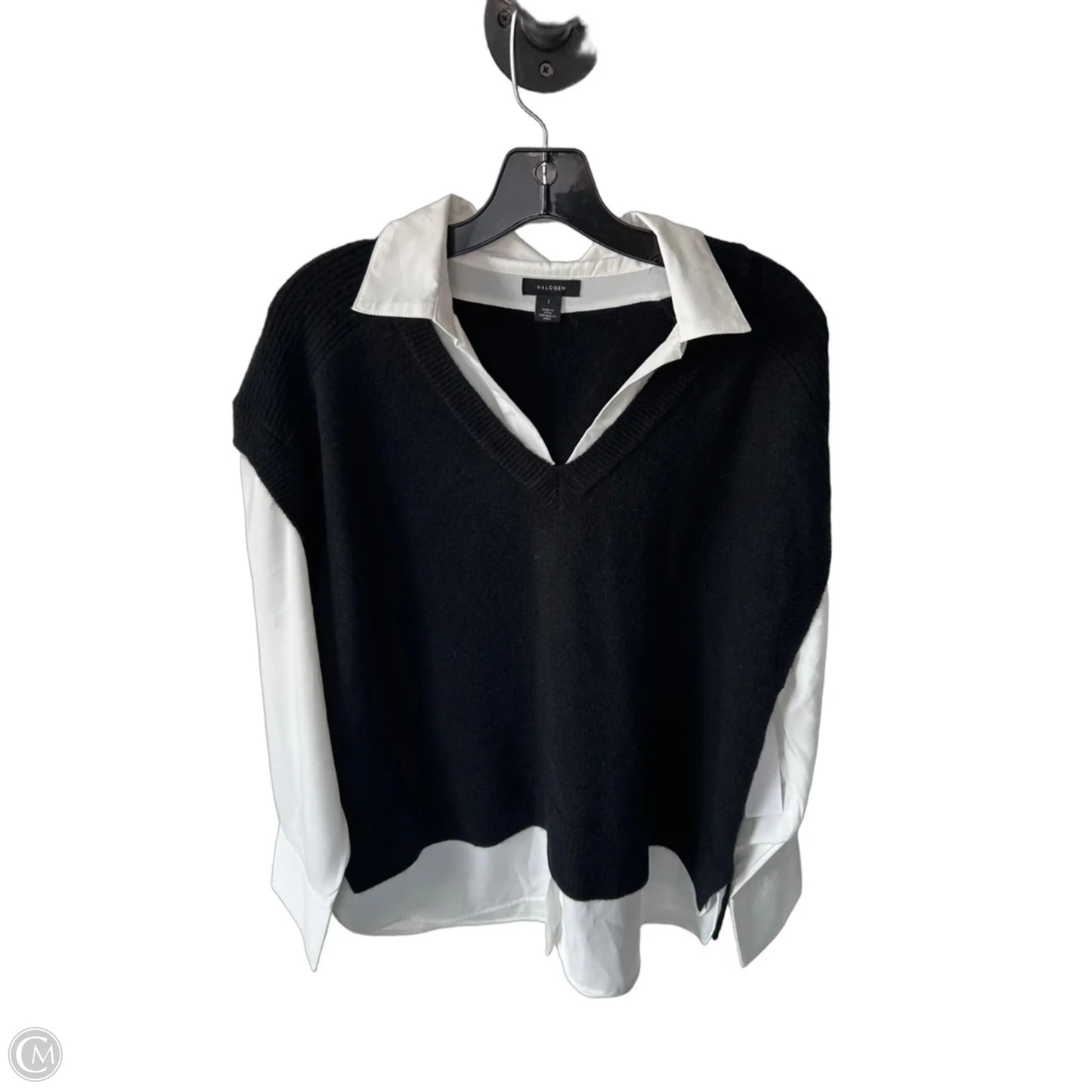 Sweater By Halogen In Black & White, Size: L
