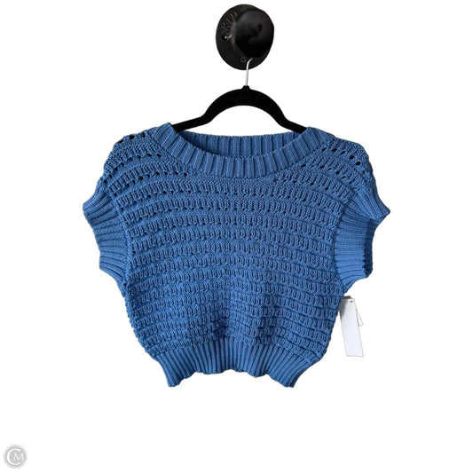 Sweater Short Sleeve By Elan In Blue, Size: S