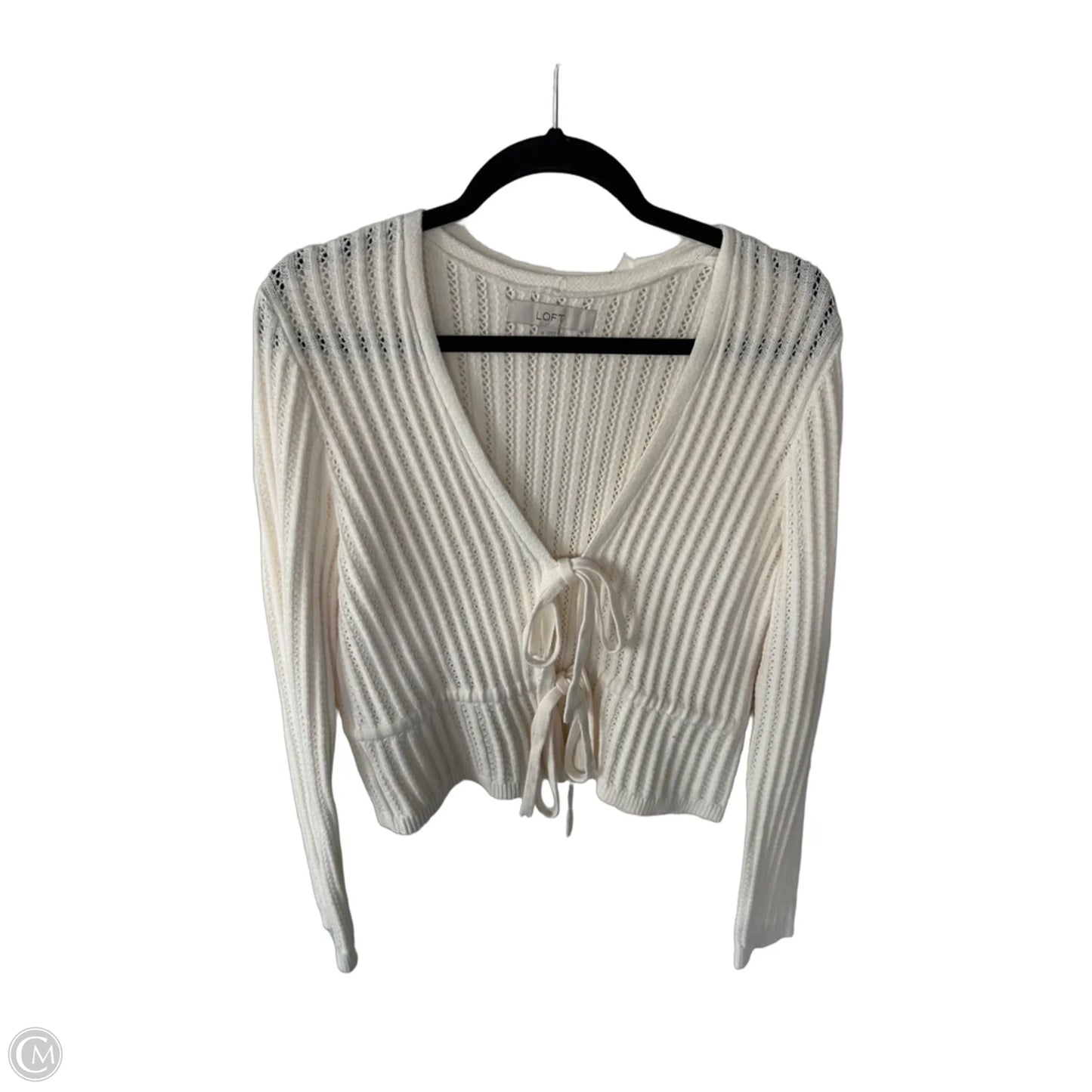 Sweater Cardigan By Loft In Cream, Size: M