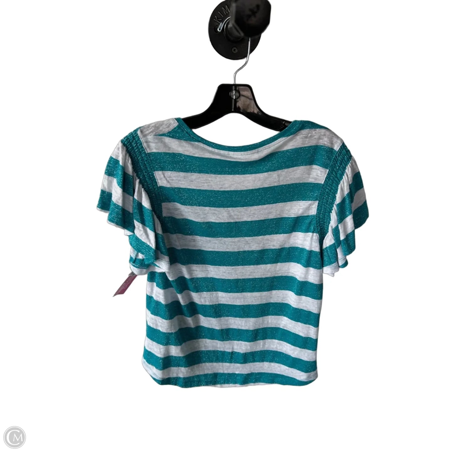 Top Short Sleeve By Chicos In Blue & White, Size: S