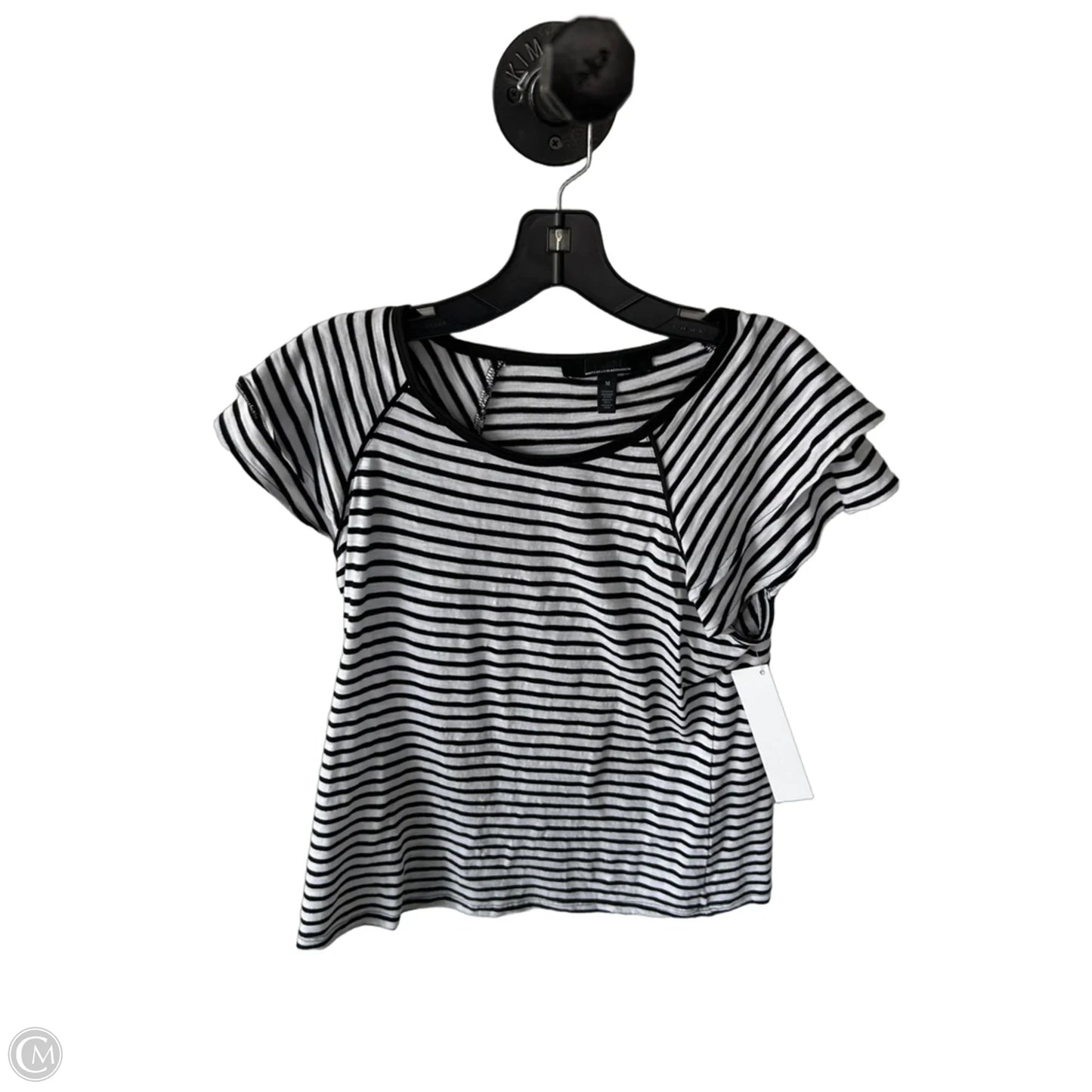 Top Short Sleeve By White House Black Market In Black & White, Size: M