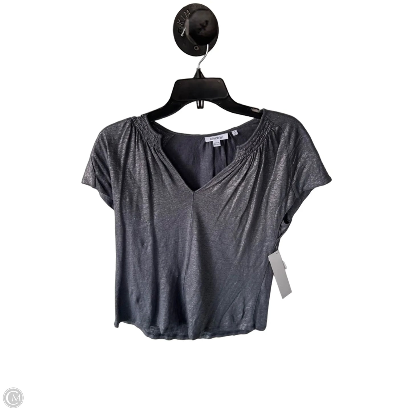 Top Short Sleeve By Chicos In Grey, Size: M