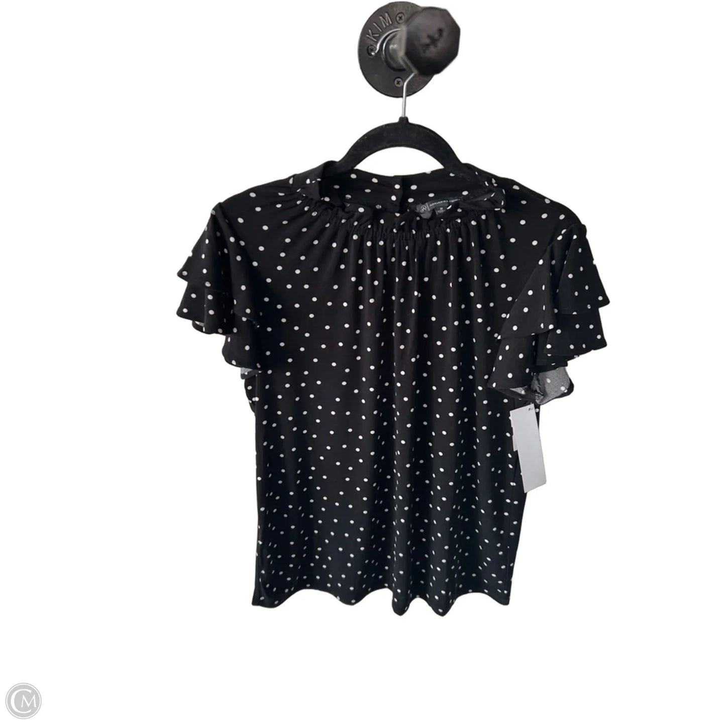 Top Short Sleeve By Adrianna Papell In Black & White, Size: M