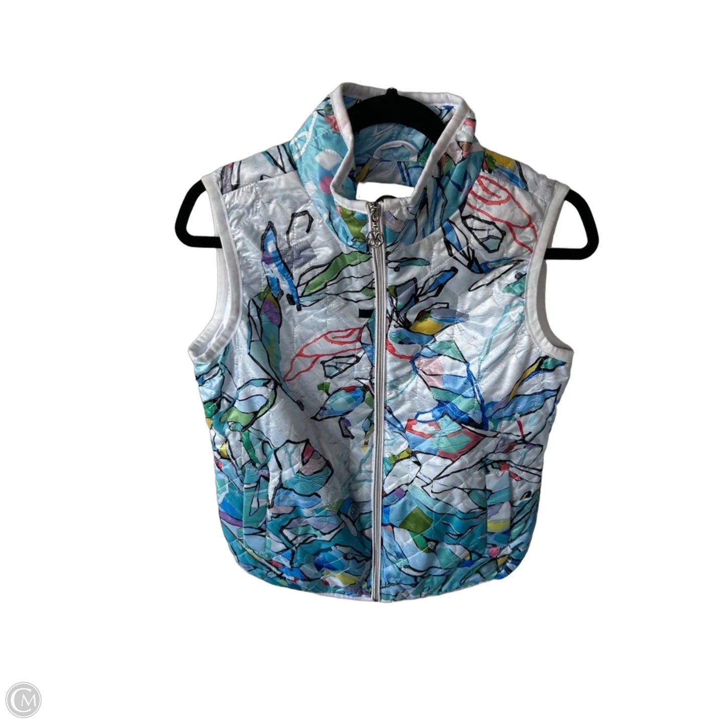Vest Puffer & Quilted By Clothes Mentor In Blue & White, Size: S