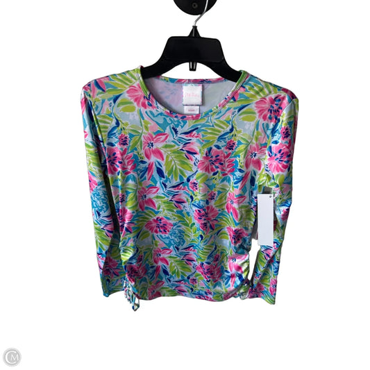 Athletic Top Long Sleeve Crewneck By Stella Parker In Blue & Green, Size: S