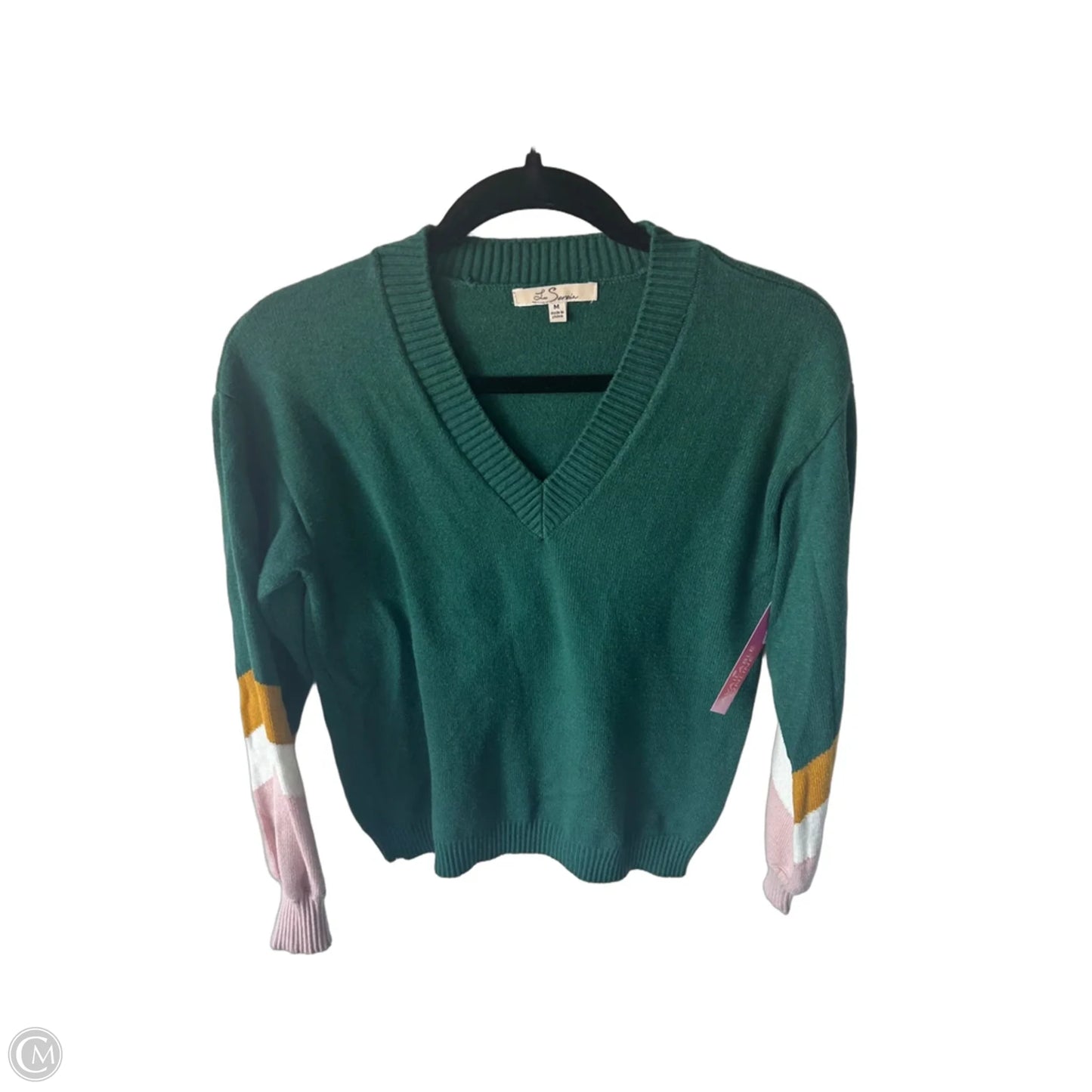 Sweater By Clothes Mentor In Green & Pink, Size: M