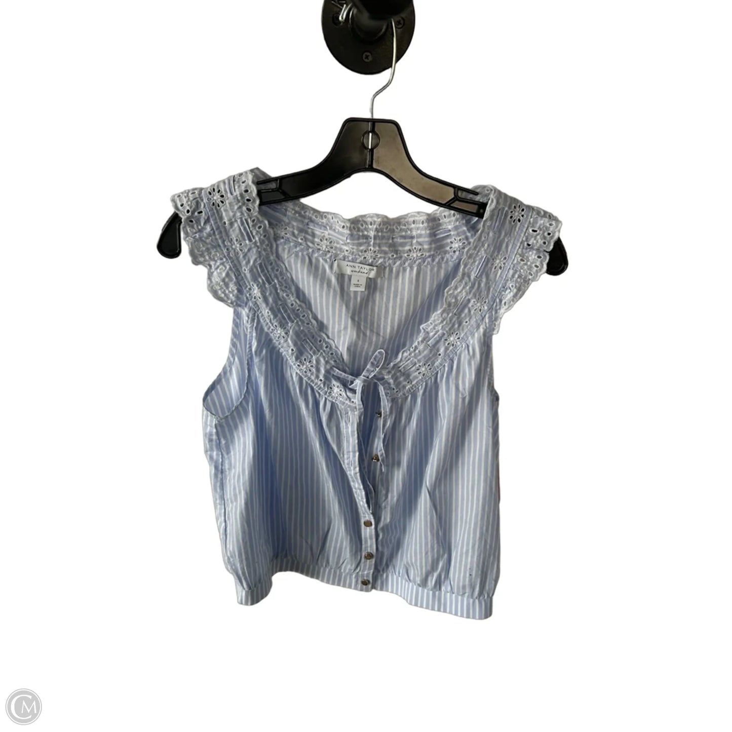 Top Sleeveless By Ann Taylor In Blue & White, Size: S