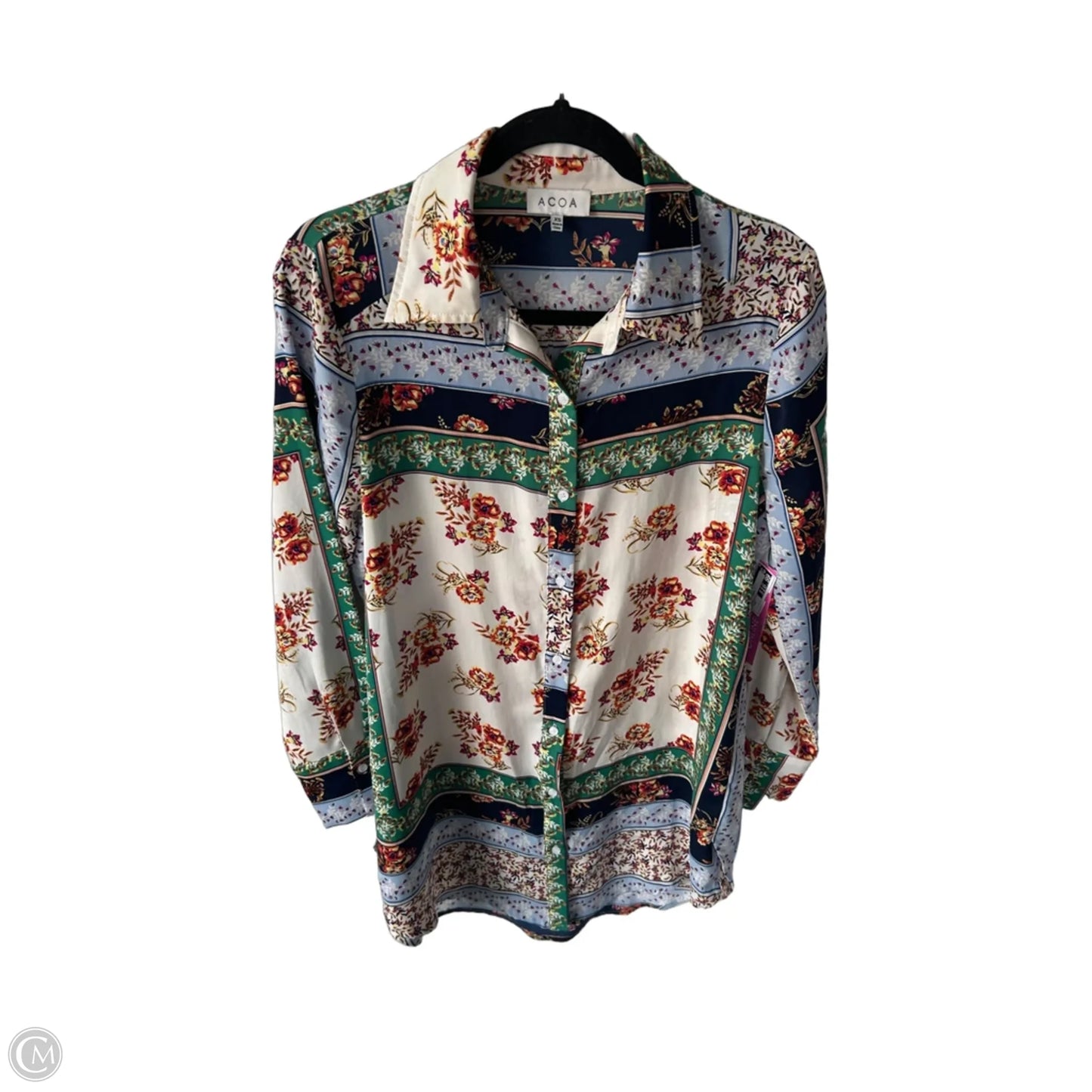 Tunic Long Sleeve By Cmc In Blue & Cream, Size: Xs