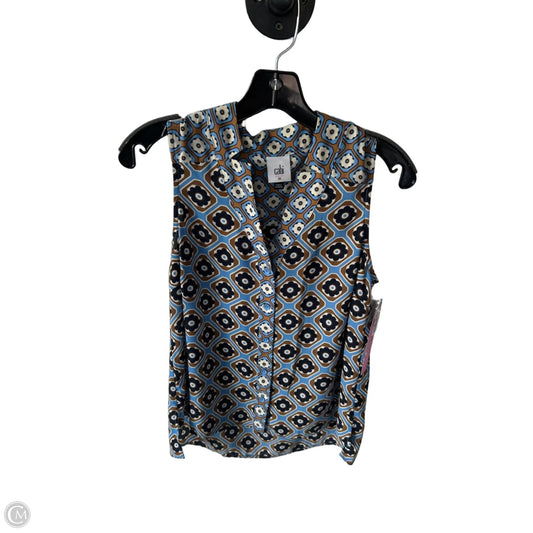 Top Sleeveless By Cabi In Blue & Brown, Size: Xs