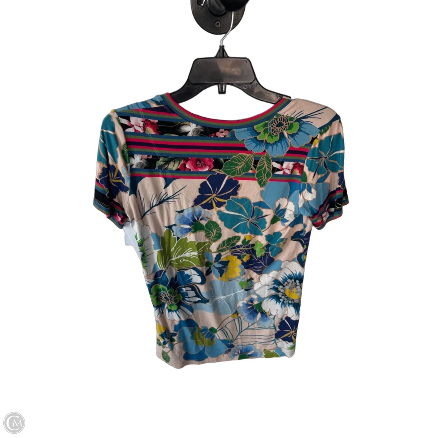 Top Short Sleeve Designer By Johnny Was In Blue & Tan, Size: Xs