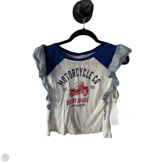 Top Short Sleeve By Pilcro In Blue & Cream, Size: Xxs